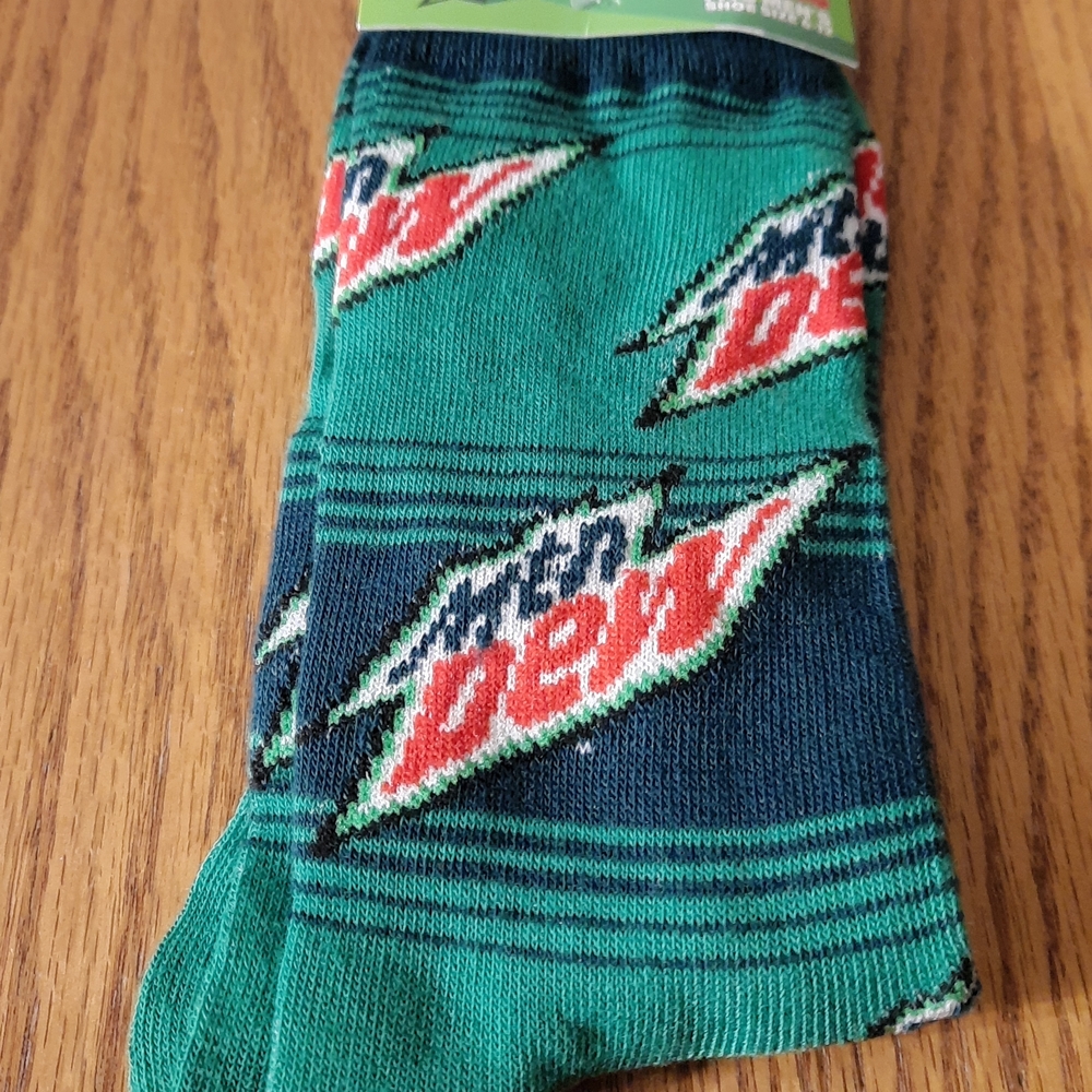 Odd Sox Mountain Dew Green Men’s Socks | Single Pair NWT Branded Crew Socks